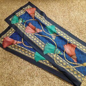 NEW 11" X 53" soft silk women's scarf with a tassel theme